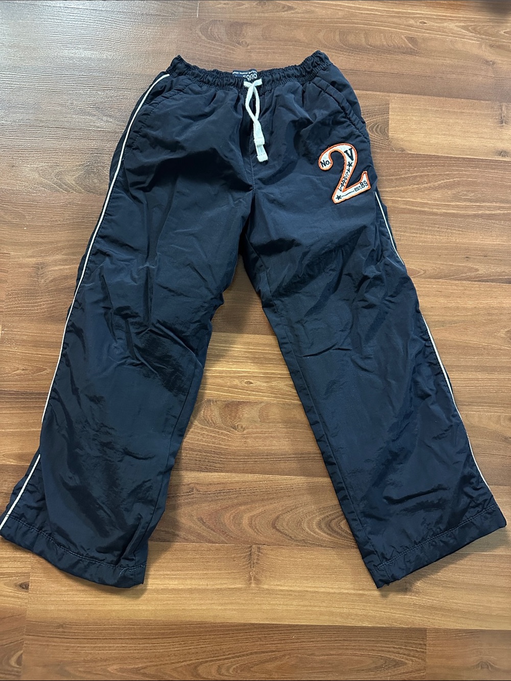 Kids Navy Snow Pants with White Piping and Number Patch